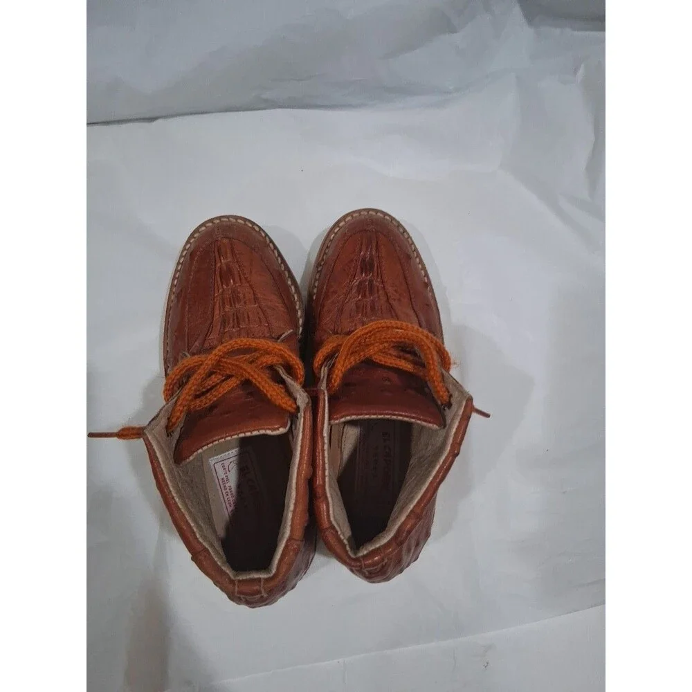 Vintage El Caporal Kids Leather Handcrafted Boots, Ostrich Crocodile Sz 1.5 Y